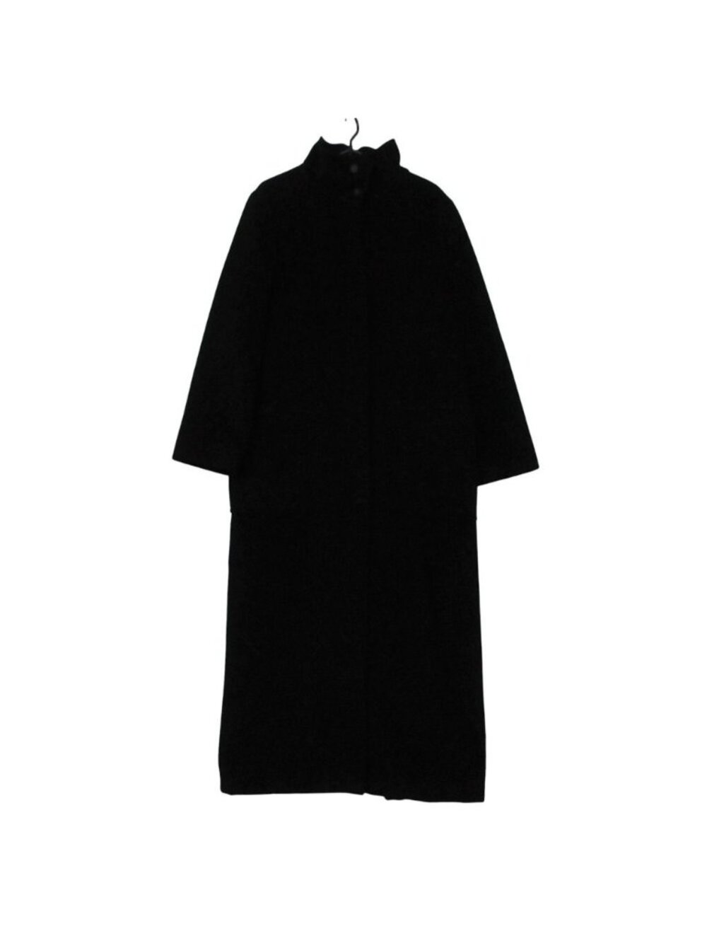 Max Mara Coat Silver Tag Virgin Wool Stand Collar Maxi Long Black
